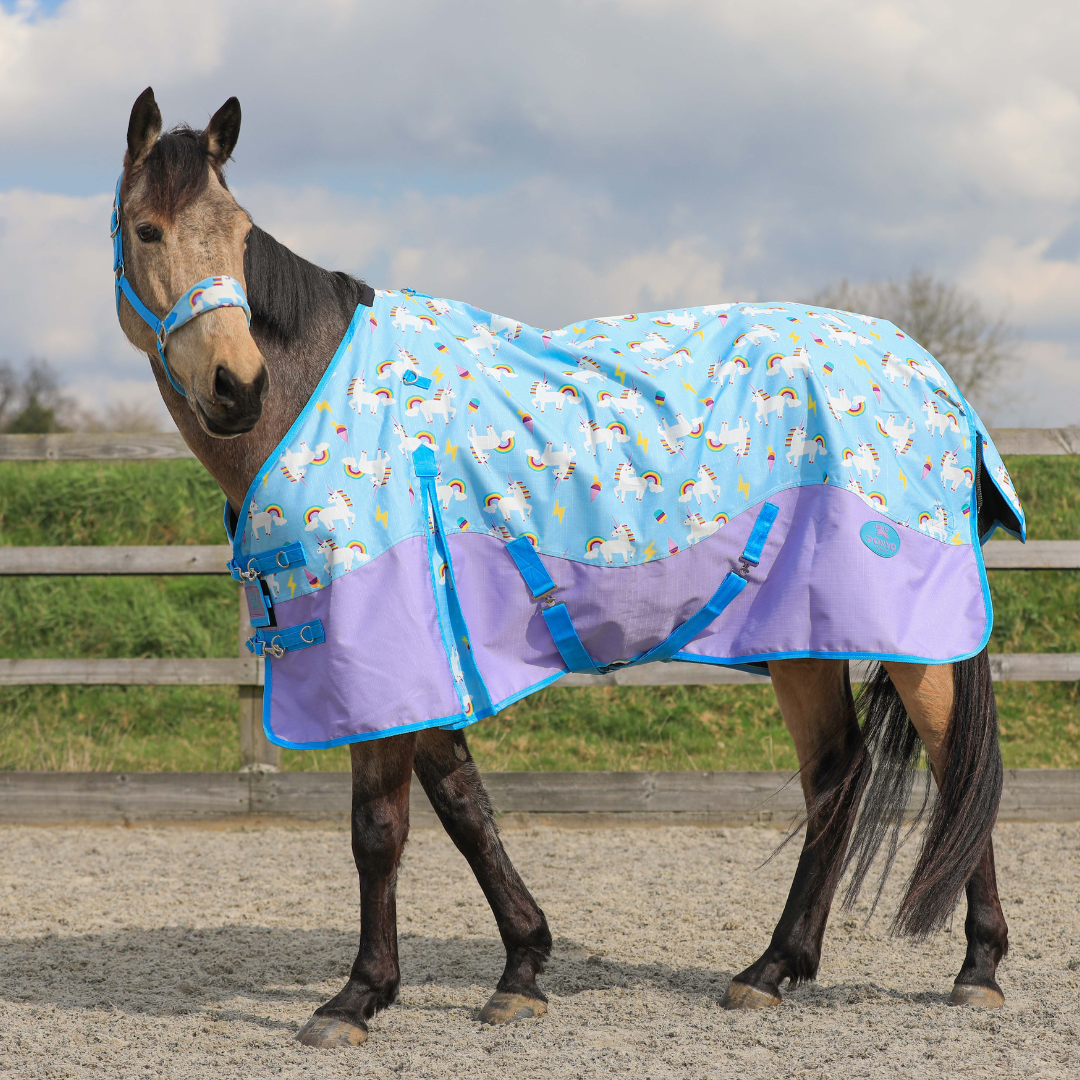 Turnout Rug Fun Pattern Blunicorns No Fill Turnout Rug – Ponyo Horsewear
